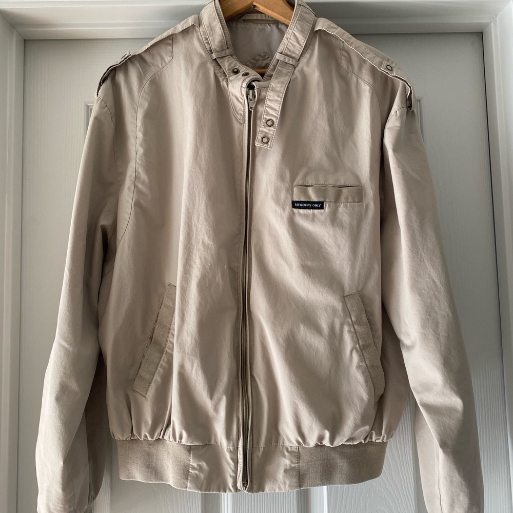 Vintage Members Only Light Tan Bomber Jacket